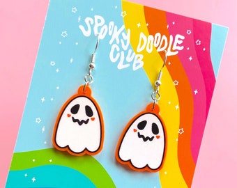 GHOST EARRINGS - Spooky Doodle Club Acrylic Earrings (1 inch)