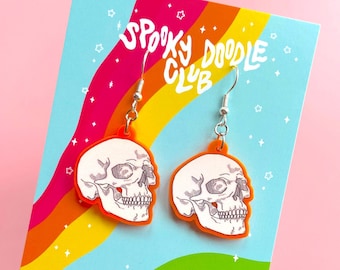 SKULL EARRINGS - Spooky Doodle Club Acrylic Earrings (1 inch)