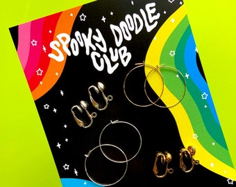 OORBELLEN AANPASSEN: ruilen voor clip-ons, stekers of ringen! ~ Spooky Doodle Club-sieraden
