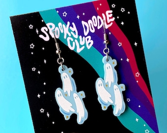 GHOST OORBELLEN - Spooky Doodle Club Acryl Oorbellen (1.5 inch)