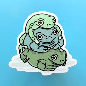 FROG STACK STICKER - Waterproof Frog Sticker, Frog and Toad Vinyl Sticker, Cute Animal Stickers, Frog Stationery Gift