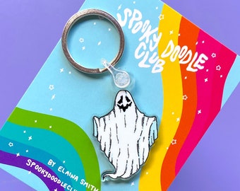 LLAVERO FANTASMA - Llavero acrílico Spooky Doodle Club (2 pulgadas)