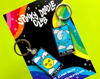 SUN & MOON KEYCHAIN - Spooky Doodle Club Acrylic Keychain (2 inch)