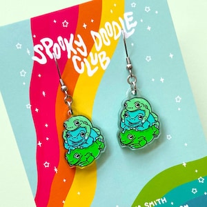 FROSCH STACK OHRRINGE - Niedliche Frosch Ohrringe, Kröten Liebhaber Geschenk, Stapel Ohrringe aus Edelstahl (1 inch)