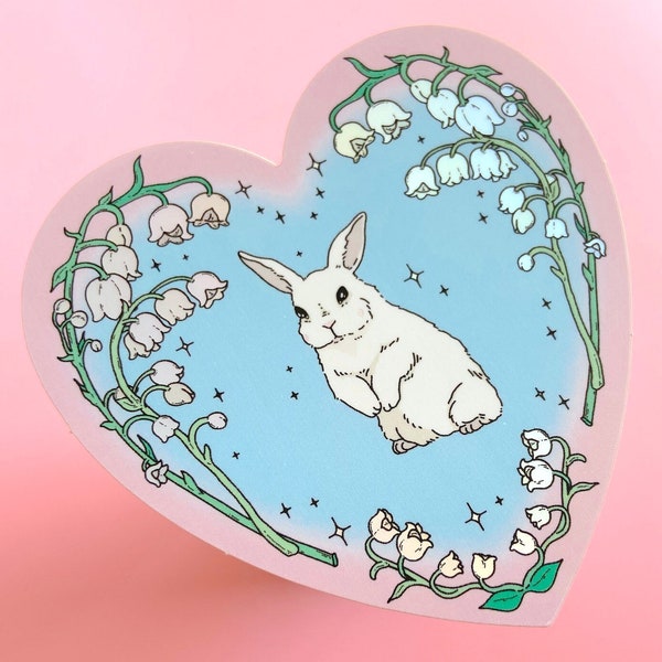 HOLOGRAPHIC BUNNY STICKER - Vinyl, Waterproof, Rabbit Art Sticker - Spooky Doodle Club