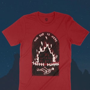 I KNOW THE END Tee - Punisher Inspired Phoebe Bridgers Skeleton T-Shirt, Spooky Haunted House Tee, Grunge Aesthetic Skeleton Merch Shirt