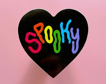 SPOOKY HEART STICKER - Vinyl Art Sticker - Spooky Doodle Club