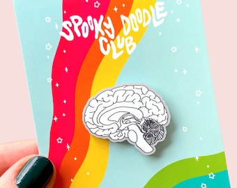 HERSENEN PIN-glitter acryl pin, sagittale hersenen diagram pin, neurowetenschappen anatomie, psychologie cadeau acryl brein pin grote hersenen (1,5 inch)