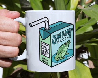 SWAMP BROTH MUG - Frog Toad Coffee Mug, Swamp Water Cup, Toadally Tangerine Juice Box, Frog Tea Cup, Cottagecore Swampcore Funny Mug