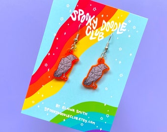 RAVEN EARRINGS - Spooky Doodle Club Acrylic Earrings (1 inch)