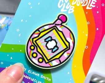 DEAD TAMAGOTCHI PIN - Y2K Toy Vintage 90s Aesthetic, Kawaii Rainbow Custom Tamagotchi Art, Early 2000s Toy, Pixel Pet (2 inch)