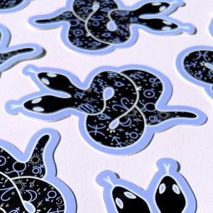 TWO-HEADED SNAKE Sticker - Zodiac Symbol Sticker, Astrology Constellation Animal, Celestial Crescent Moon Viper Art