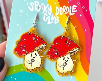 MUSHBUDDY EARRINGS - Spooky Doodle Club Acrylic Earrings (1.5 inch)