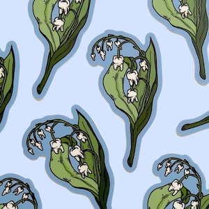 AUTOCOLLANT DENT DE LYZ - Sticker artistique macabre muguet, conception de dents florales imperméable en vinyle, papeterie plante dent effrayante