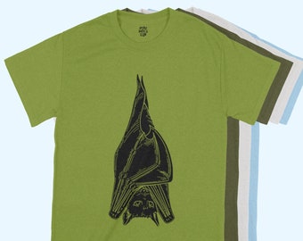 BAT T-SHIRT - Hanging Fruit Bat Tee, Vampire Gothic Style, Halloween Apparel Spooky Batwing Design, Creepy Cute Horror Style Shirt