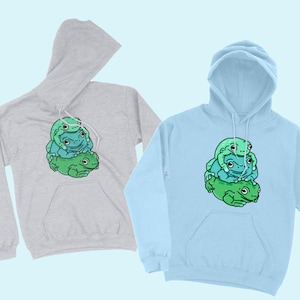FROG STACK HOODIE - Cute Frog Hooded Sweatshirt, Tree Frog and Toad Hoodie, Amphibian Apparel Gift for Animal Lovers, Frogcore