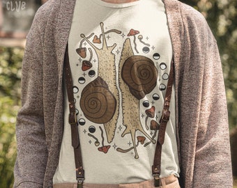 MOON SNAIL SHIRT - Mushroom Cottagecore T-shirt, Whimsical Clothing, Cottage Witch Aesthetic, Snail Nature Lover Gift, Plus Size Shirt
