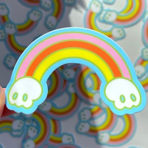 SKULL RAINBOW STICKER - Vinyl Art Sticker - Spooky Doodle Club