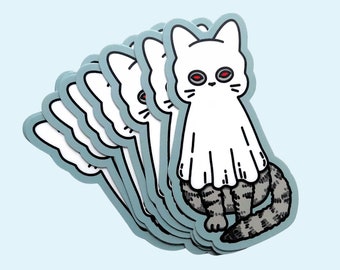 Ghost Cat Sticker | Sheet Ghost Cat | Spooky Cat | Cute Black Cat ...