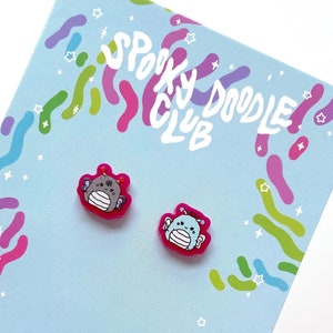DEVIL & ANGEL SQUISHMALLOWS Stud Earrings - Spooky Plush Toy Butterfly Squishmallow Acrylic Earrings, Cute Horror Squish Gift (0.5 inch)