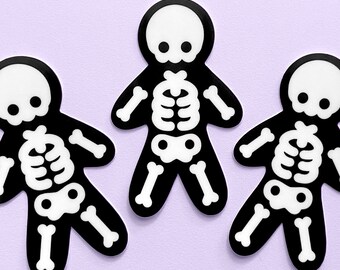 SKELETON STICKER - Gruseliger Skeleton Halloween Aufkleber, Schwarz und Weiß Horror Schreibwaren, Gothic Knochen Aufkleber, wasserdichtes Vinyl