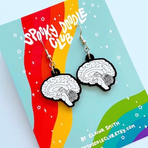 BRAIN EARRINGS - Human Biology Earrings, Body Part Jewelry Anatomical Art, Psychology Student Nurse Accessory, Neuro Medical Brain (1 inch)