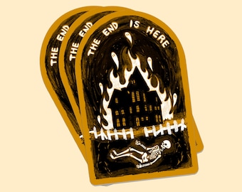 I KNOW THE END Sticker ~ Phoebe Bridgers Skeleton Sticker, Gothic Haunted House & Ghosts, Spooky Witch Journal Stationery, The End is Here