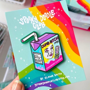 DUMB BITCH JUICE Pin - Sad Girl Y2K Aesthetic Acrylic Pin, Sad Bitch Club, Funny Juice Box Pin, Flip Phone 90s Girl (2 inch)