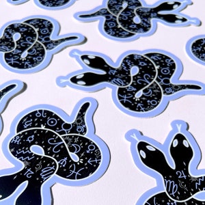 Sticker TWEEKOPIGE SLANG - dierenriemsymbool sticker, astrologie sterrenbeeld dier, hemelse wassende maan adder kunst