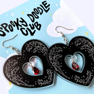 UNDYING TWILIGHT EARRINGS - Romantic Goth Earrings, Halloween Jewelry Gift (2 inch + cubic zirconia)