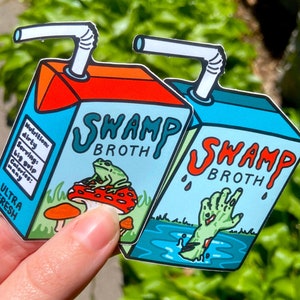 SWAMP BROTH JUICEBOX Sticker - Swamp Monster Juice Sticker, Lagoon Creature, Zombie Hand Halloween Juice Box  - Spooky Doodle Club