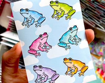 FROG STICKER SHEET - Vinyl Art Sticker Sheet - Spooky Doodle Club