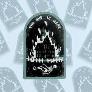 Sticker I KNOW THE END ~ Sticker squelette Phoebe Bridgers Punisher, fantômes de la maison hantée gothique, papeterie sorcière, The End is Here
