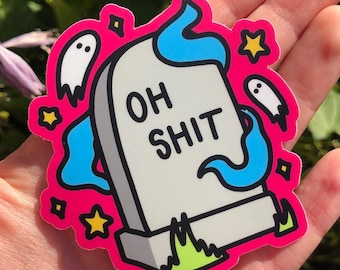 LITERALLY DEAD STICKER - Vinyl Halloween Sticker, Dead Inside, Funny Death Humor, Goth Gift, Gravestone Ghost, Graveyard Ghouls