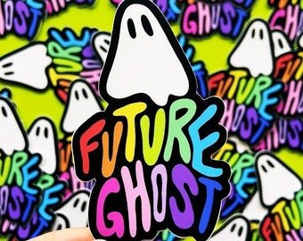 FUTURE GHOST STICKER - Waterproof Ghost Sticker, Rainbow Ghost Halloween Stickers, Spooky Cute Stationery, Funny Horror Gift, Dead Inside