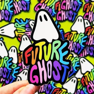 FUTURE GHOST STICKER - Adesivo fantasma impermeabile, Dead Inside, Sticker Halloween Style Rainbow Ghost Art - Spooky Doodle Club