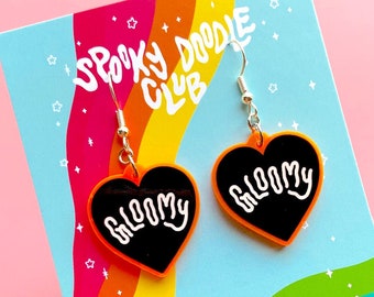 GLOOMY EARRINGS - Spooky Doodle Club Acrylic Earrings (1 inch)