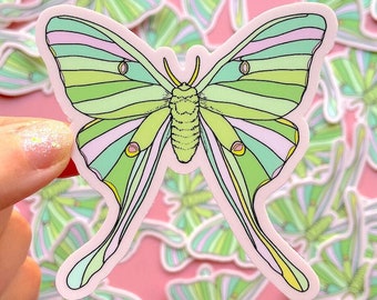 ADESIVO MARIPOSA DA LUA CRESCENTE - Adesivo de Mariposa da Lua Crescente, Artigos de Papelaria Celestiais, Presente de Mariposa para Ela, Adesivo de Mariposa à Prova d'Água, Estilo Fada Pastel