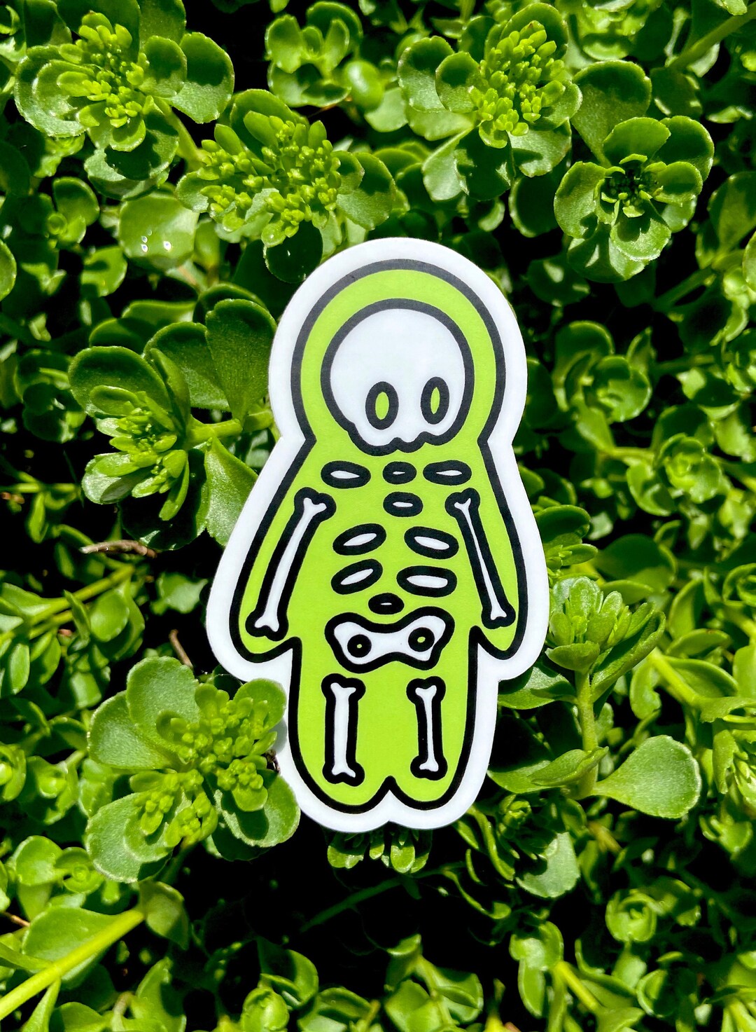 GREEN SKELETON STICKER - Vinyl Art Sticker - Spooky Doodle Club - Etsy