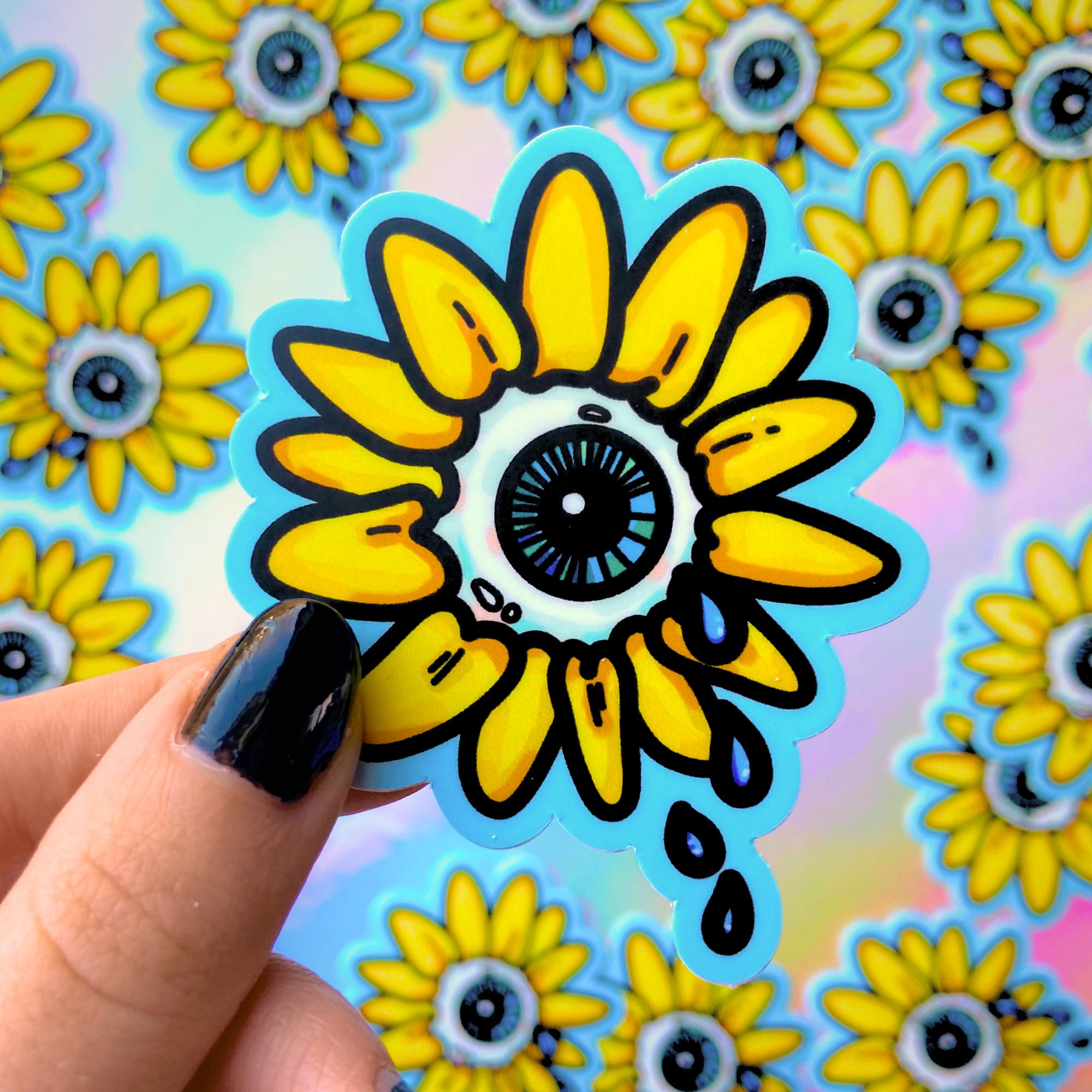 【一点物アート】Icono-Eye-再生-Message Flowers❁ Botanical Eyes: Flowers With Watching Petals in Original Artwork