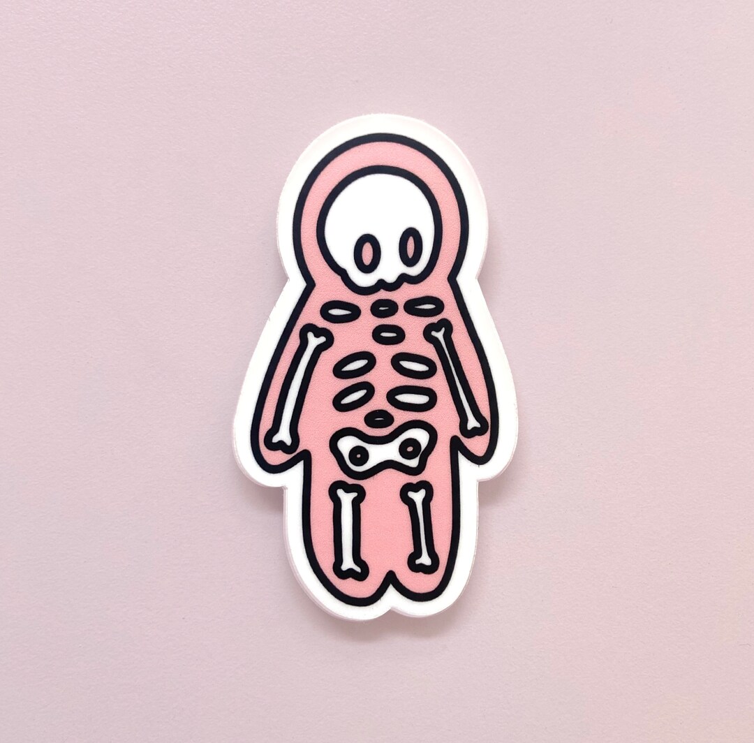 PINK SKELETON STICKER - Simple Skeleton Vinyl Sticker, Waterproof ...