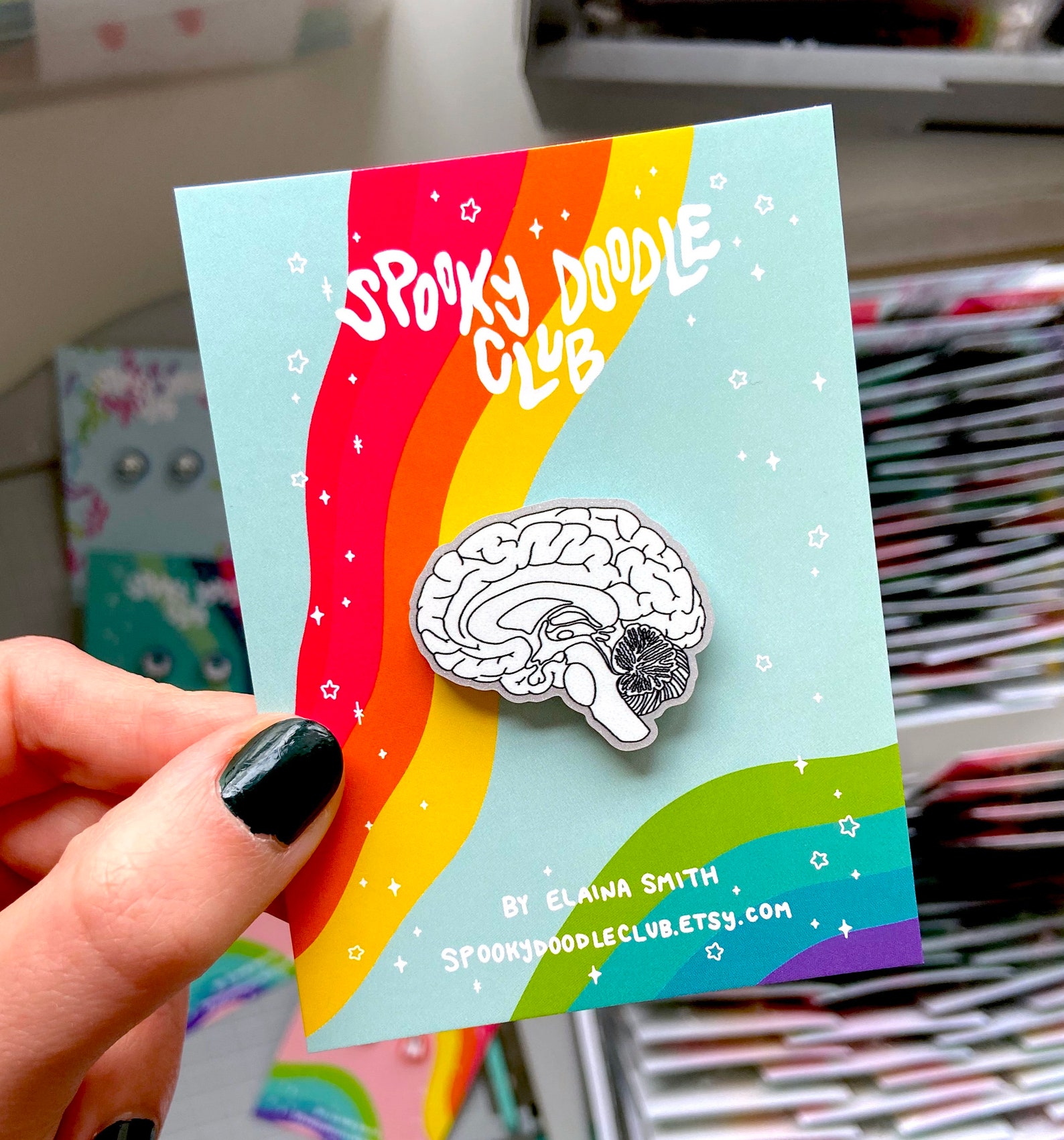 BRAIN PIN - Glitter Acrylic Pin, Sagittal Brain Diagram Pin ...