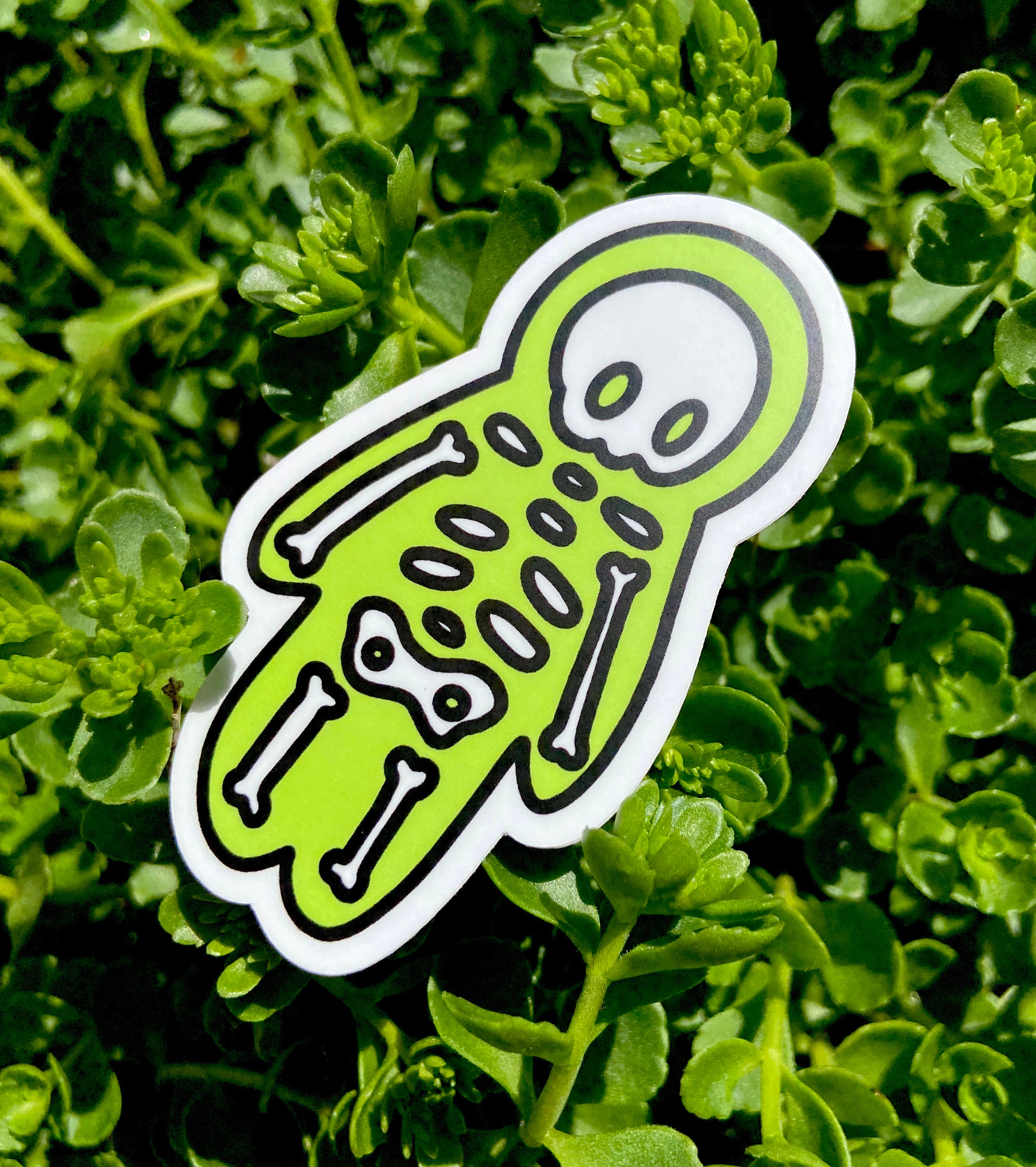 GREEN SKELETON STICKER - Vinyl Art Sticker - Spooky Doodle Club - Etsy