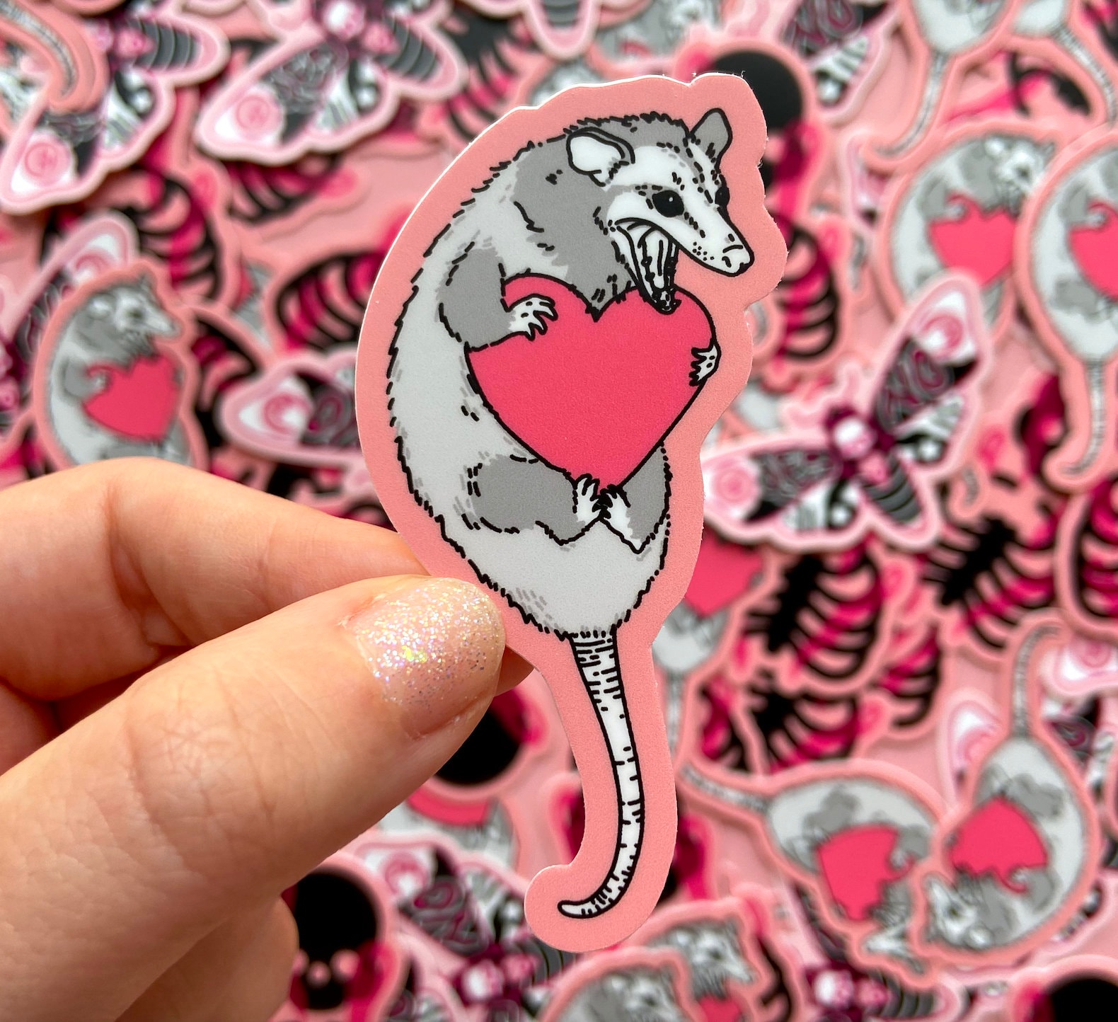 OPOSSUM LOVE STICKER - Vinyl Art Sticker - Spooky Doodle Club