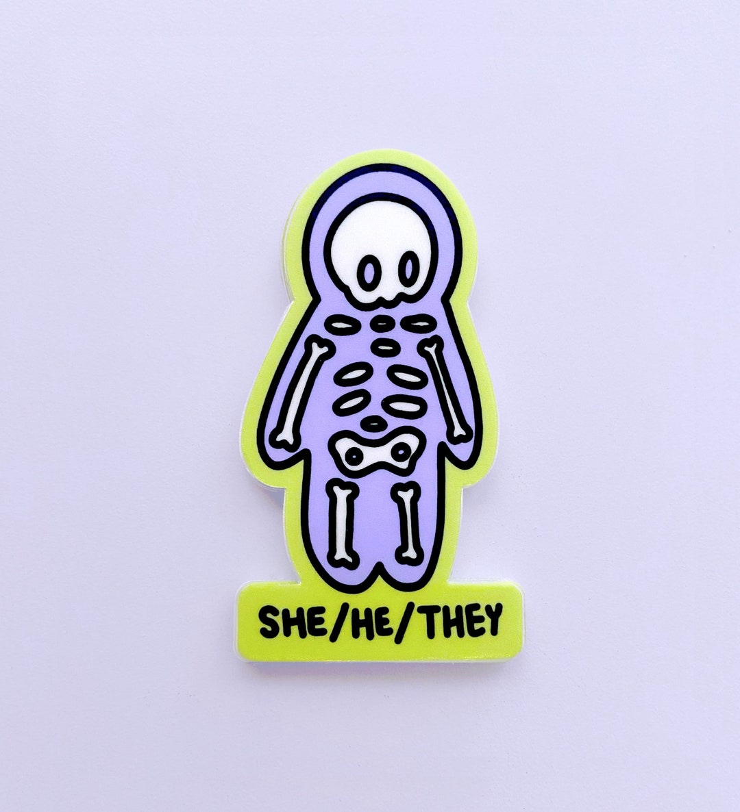 SHE/HE/THEY Pronoun Sticker - Vinyl Skeleton Sticker, My Pronouns Are ...