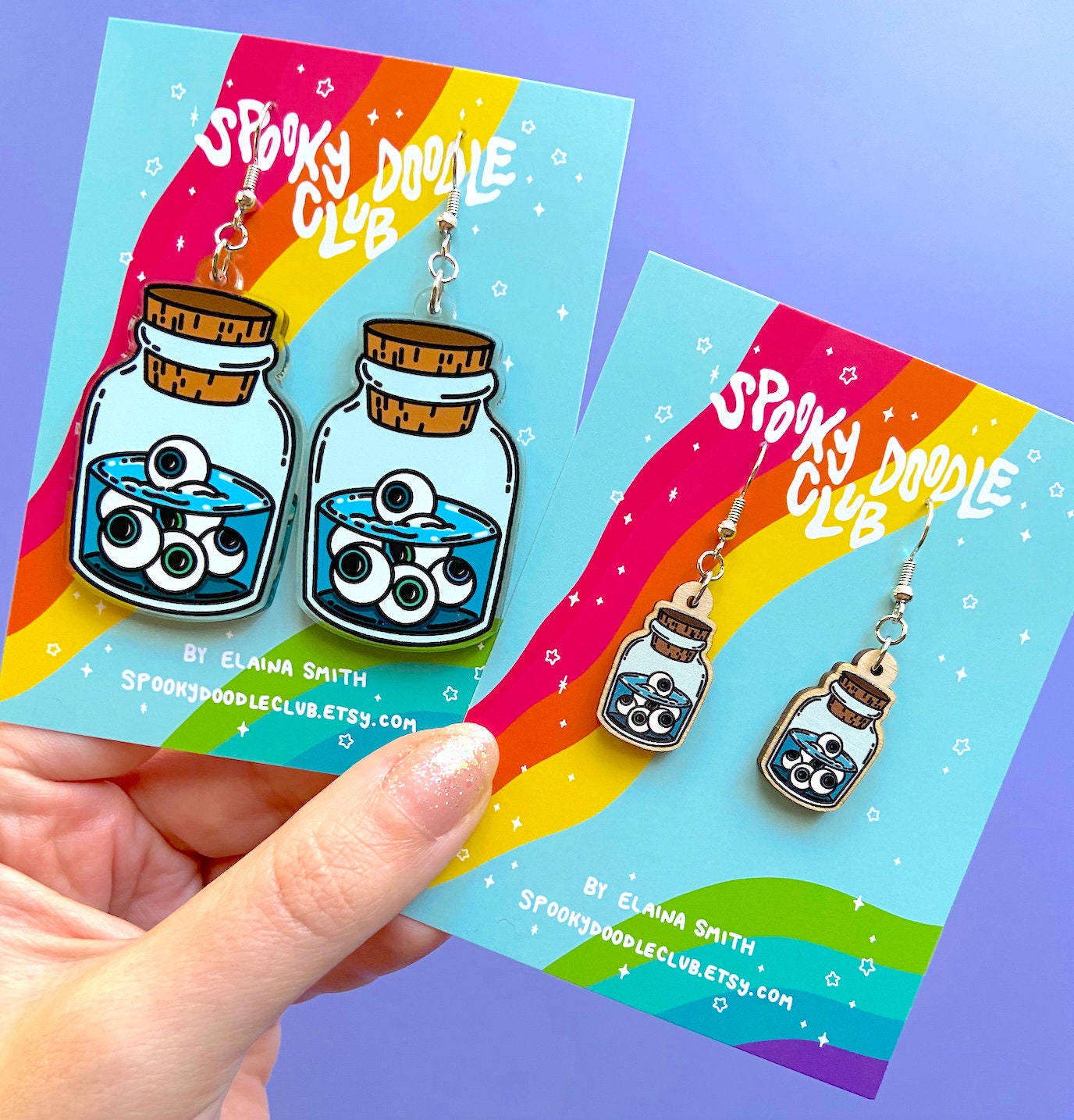 EYEBALL JAR EARRINGS Spooky Doodle Club Acrylic Earrings 2 Etsy