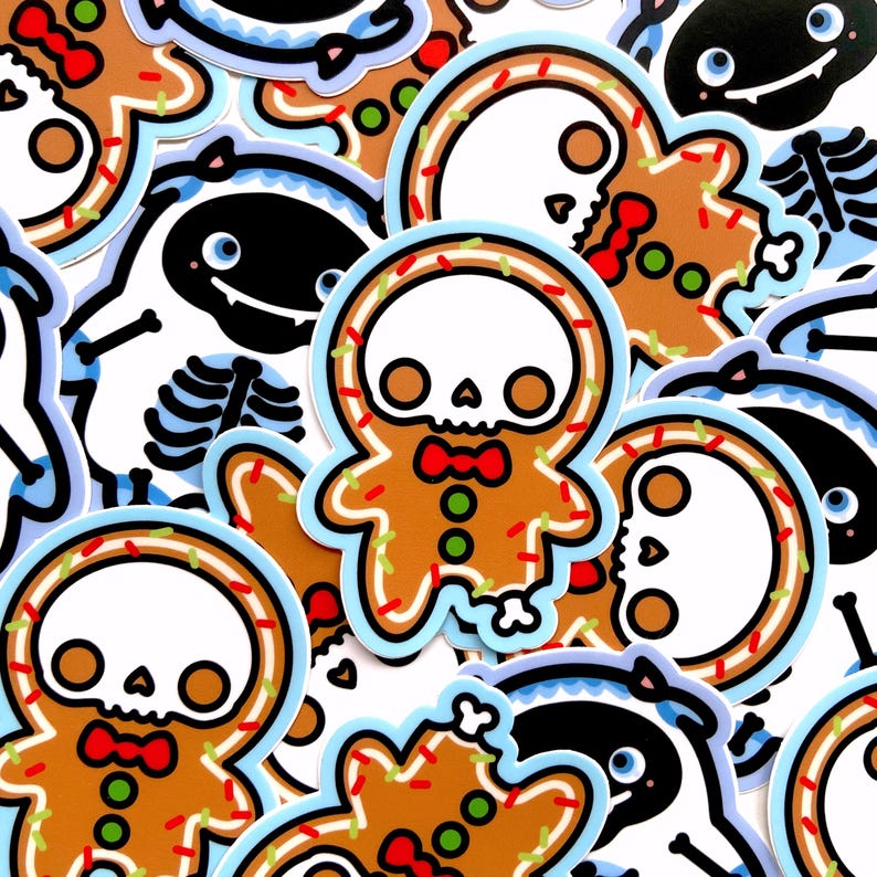 ADESIVO YETI - Adesivo mostro carino e spettrale, regalo horror per le feste, adesivo natalizio carino e inquietante, scheletro di Yeti invernale, abominevole uomo delle nevi immagine 10
