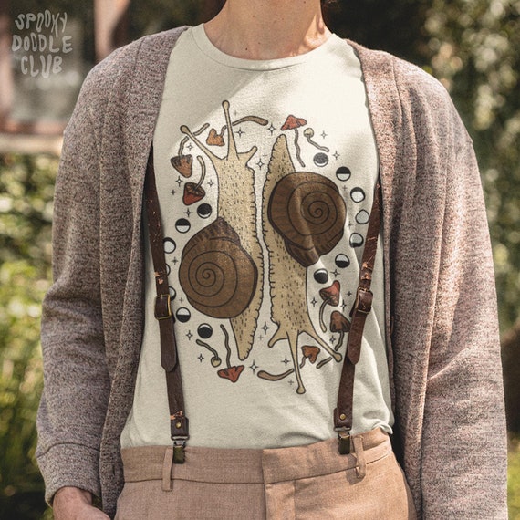 MOON SNAIL SHIRT - Mushroom Cottagecore T-shirt, Whimsical Clothing, Cottage Witch Aesthetic, Snail Nature Lover Gift, Plus Size Shirt
