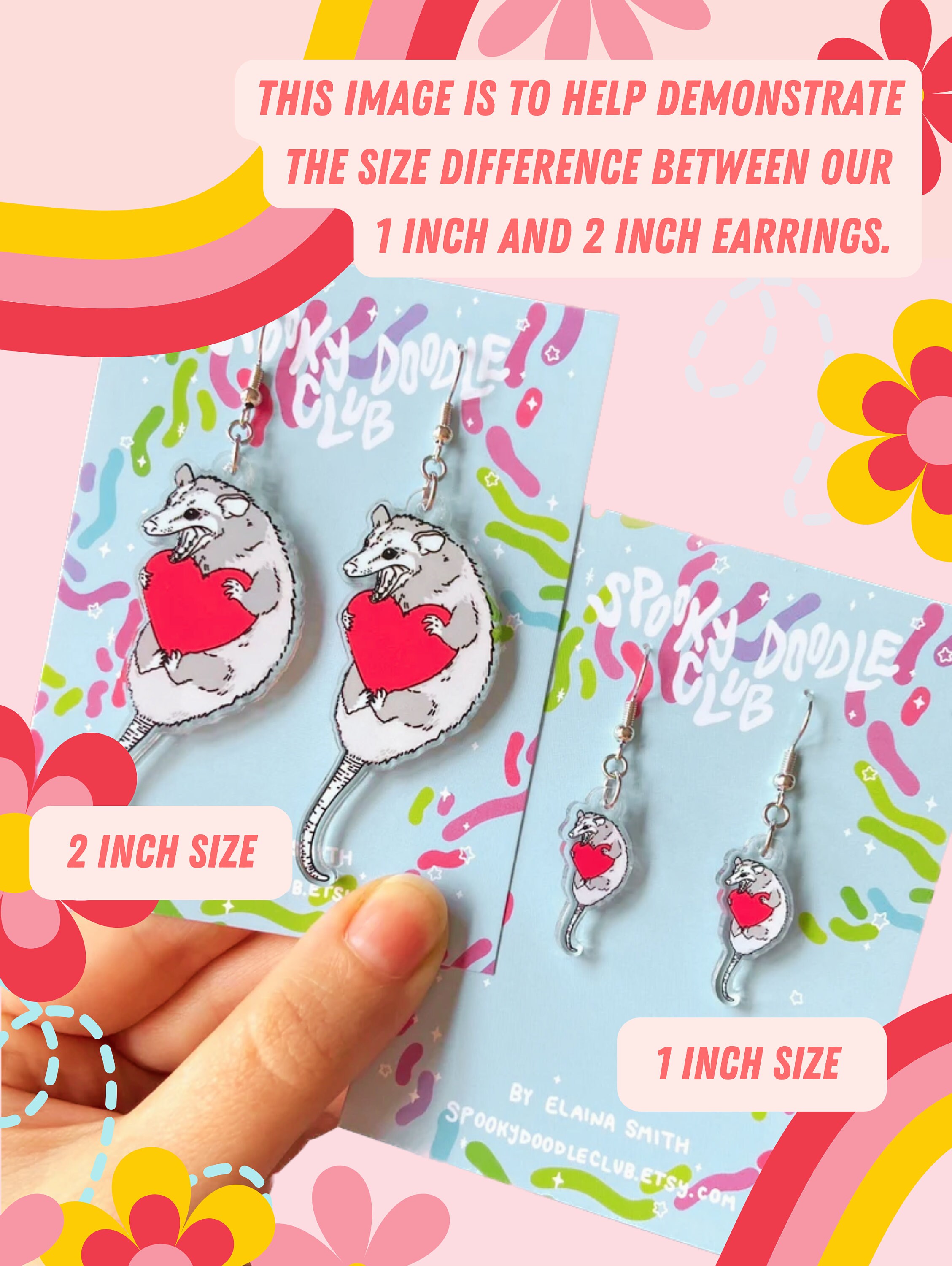 BAMAY Orecchini Pendenti A Forma Di Opossum In Acrilico - Gioielli Moda Per Donna, Leggeri E Ipoallergenici, Con Sacchetto In Velluto