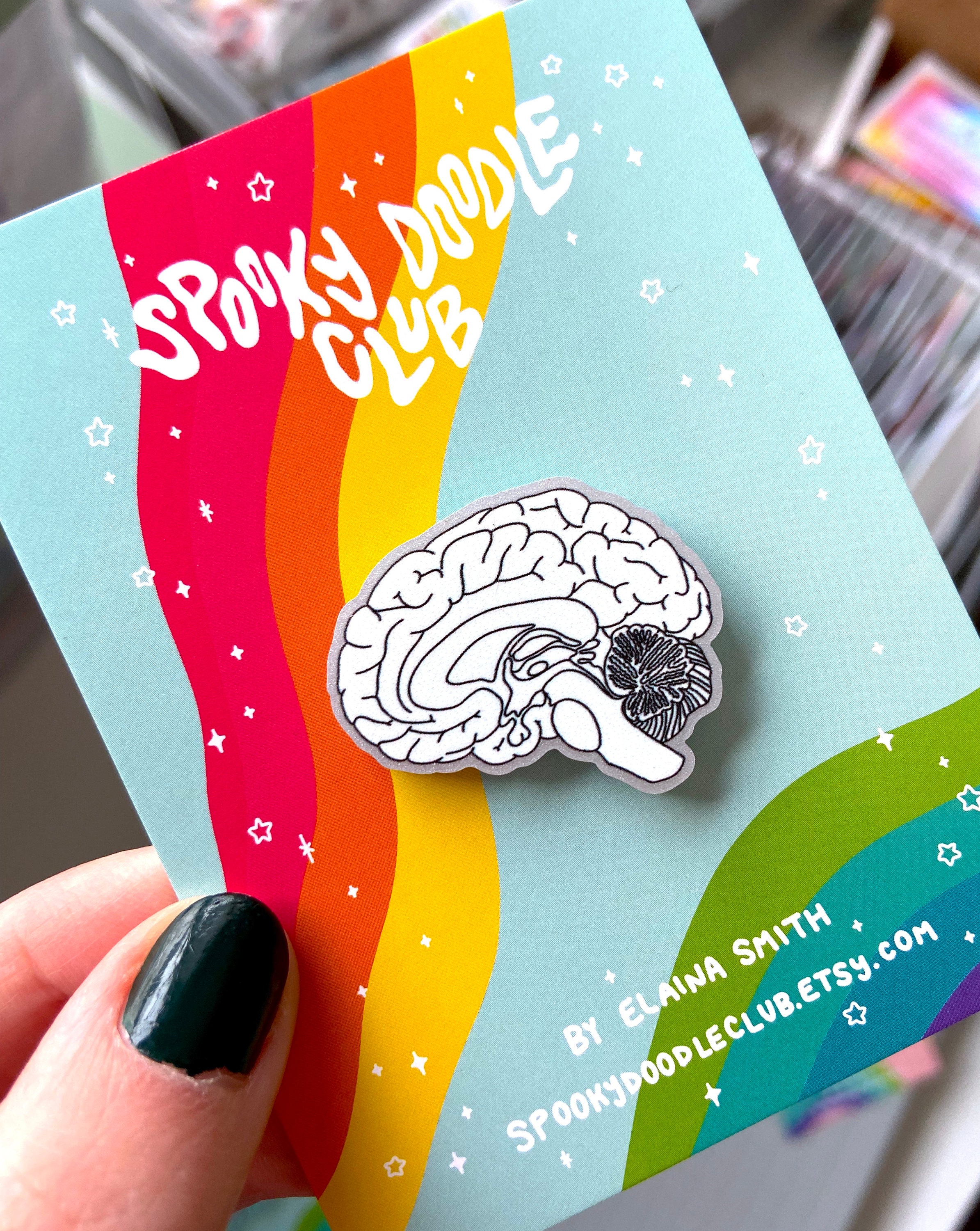 BRAIN PIN - Glitter Acrylic Pin, Sagittal Brain Diagram Pin ...